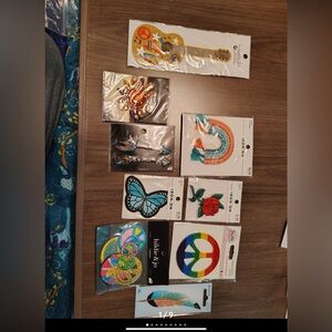 NWT Assorted Lot of Appliqués, Iron-on patches, and pins